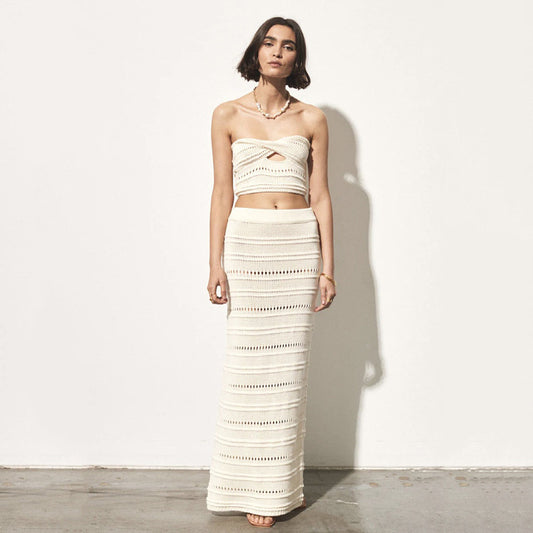 Zweiteiliges Set mit ausgehöhltem Tube-Top für Damen