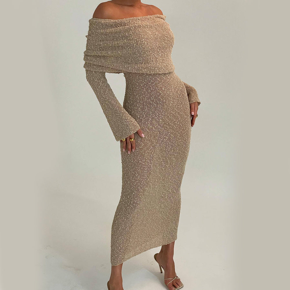 Neues einschultriges Dress mit langen Ärmeln