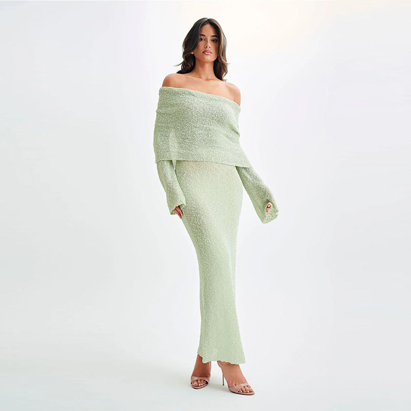 Neues einschultriges Dress mit langen Ärmeln