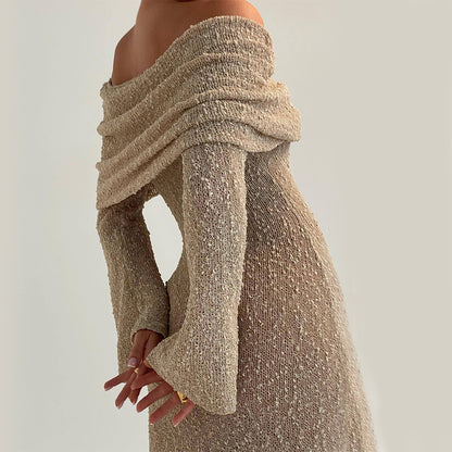 Neues einschultriges Dress mit langen Ärmeln