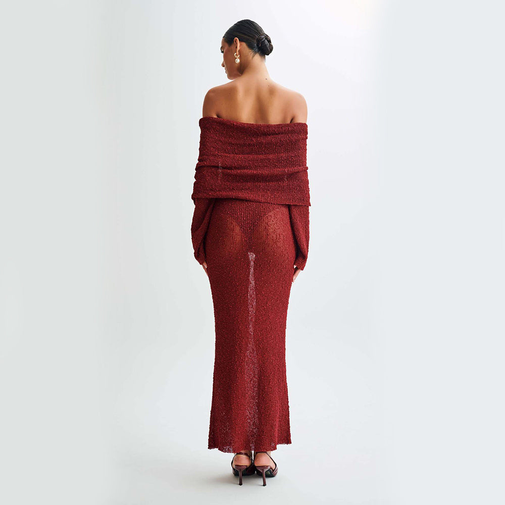 Neues einschultriges Dress mit langen Ärmeln