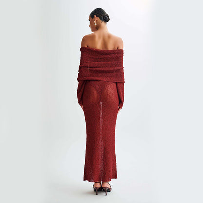 Neues einschultriges Dress mit langen Ärmeln
