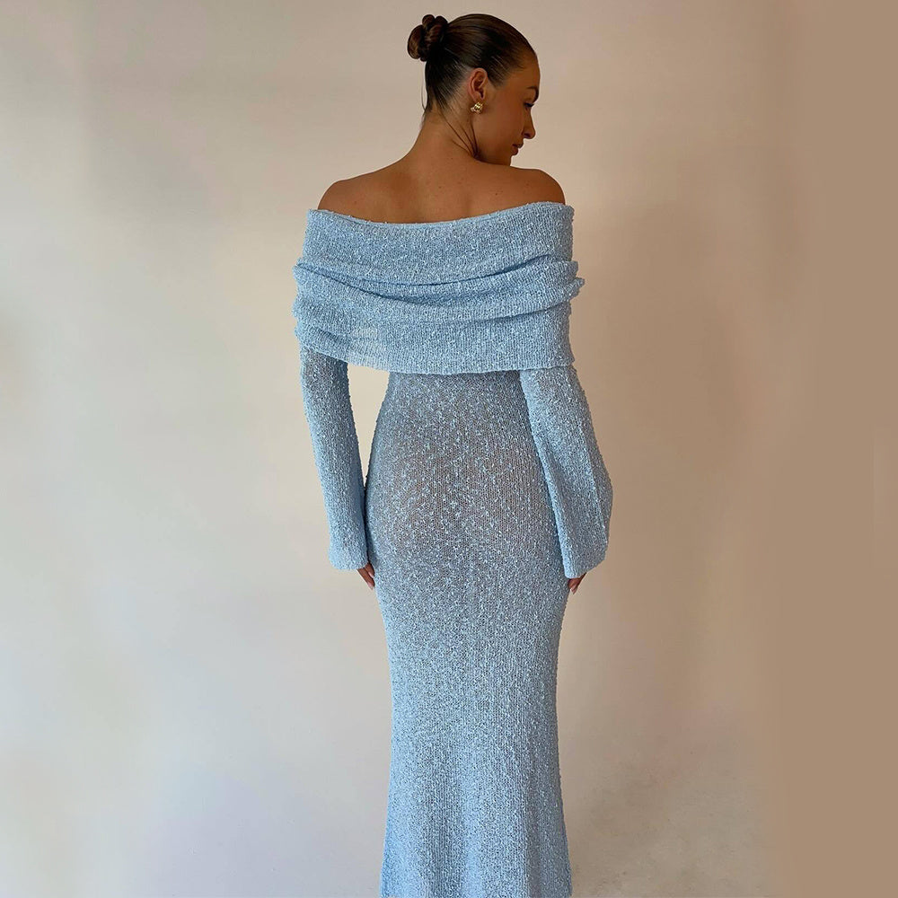 Neues einschultriges Dress mit langen Ärmeln